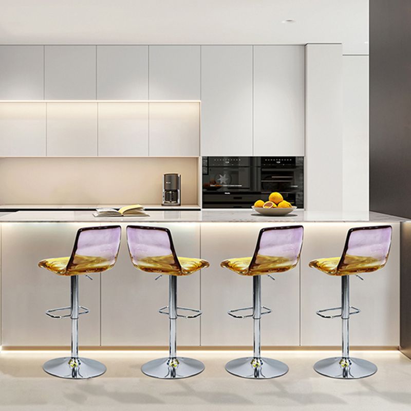 Low Back Armless Adjustable Height Swivel Bar Stool with Footrest