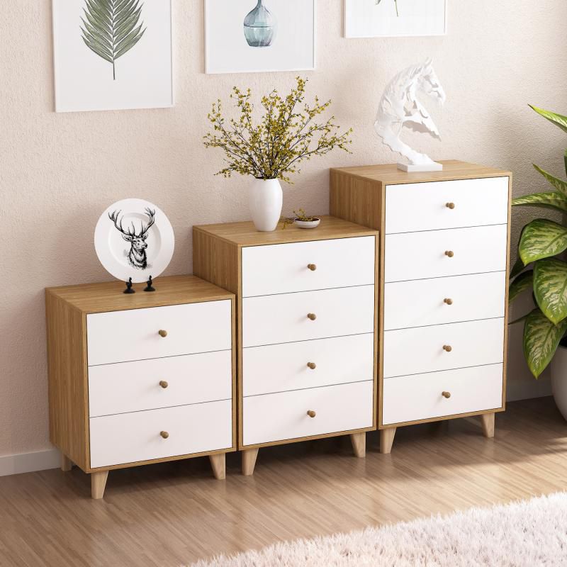 Contemporary Engineered Wood Bedroom Storage Chest Vertical Chest with Drawers