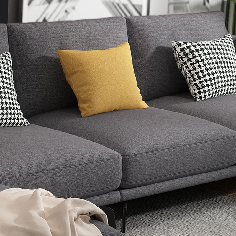 Modern Pillow Back Fabric Sectional L-shape Square Arm Sectional