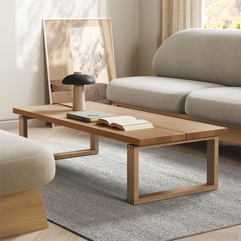 Sled Natural Coffee Table Set Rectangle Solid Wood Coffee Table