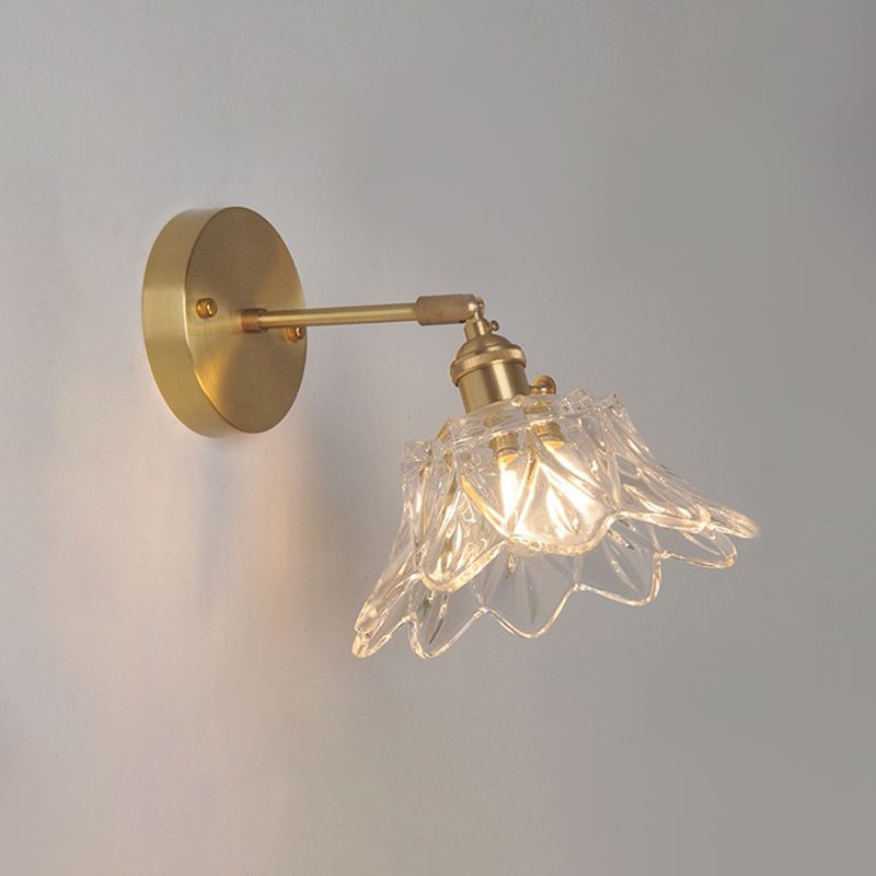 Sombra geométrica de 1 luces accesorios de iluminación de pared de vidrio de estilo industrial en latón