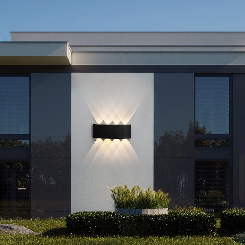 Black Outdoor LED Wall Lamp in Modern Concise Style Aluminium Rectangular Waterproof Wall Sconce
