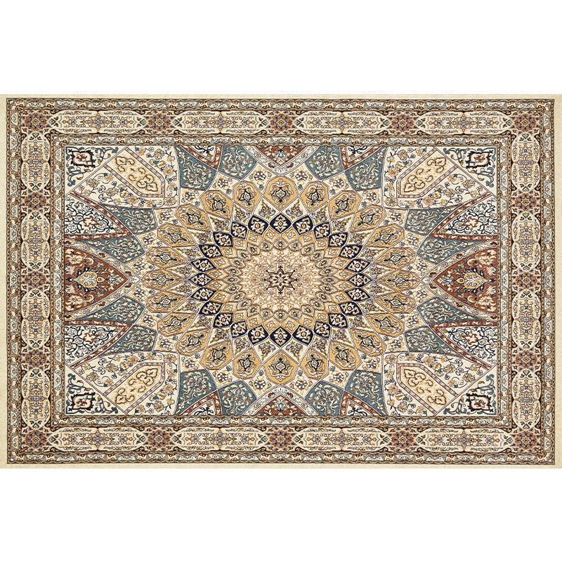 Moroccan Medallion Printed Rug Polyester Area Rug Non-Slip Backing Carpet for Home Decoration