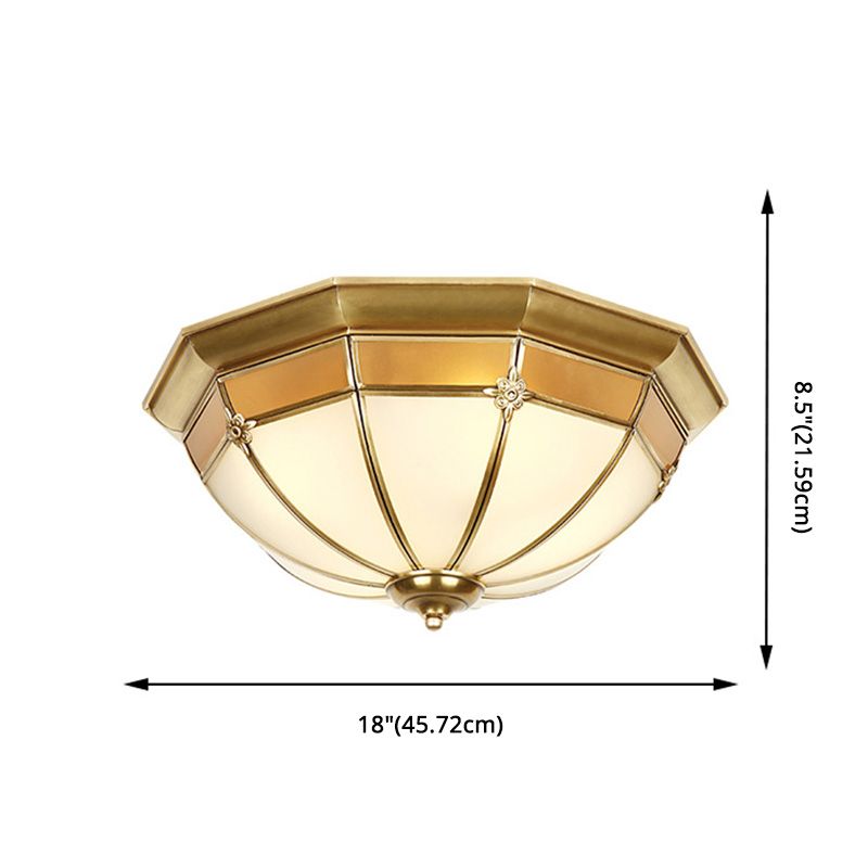 Glass Brass Ceiling Mount Light Fixture Bowl Classic Flush Mount Ceiling Lighting Fixture