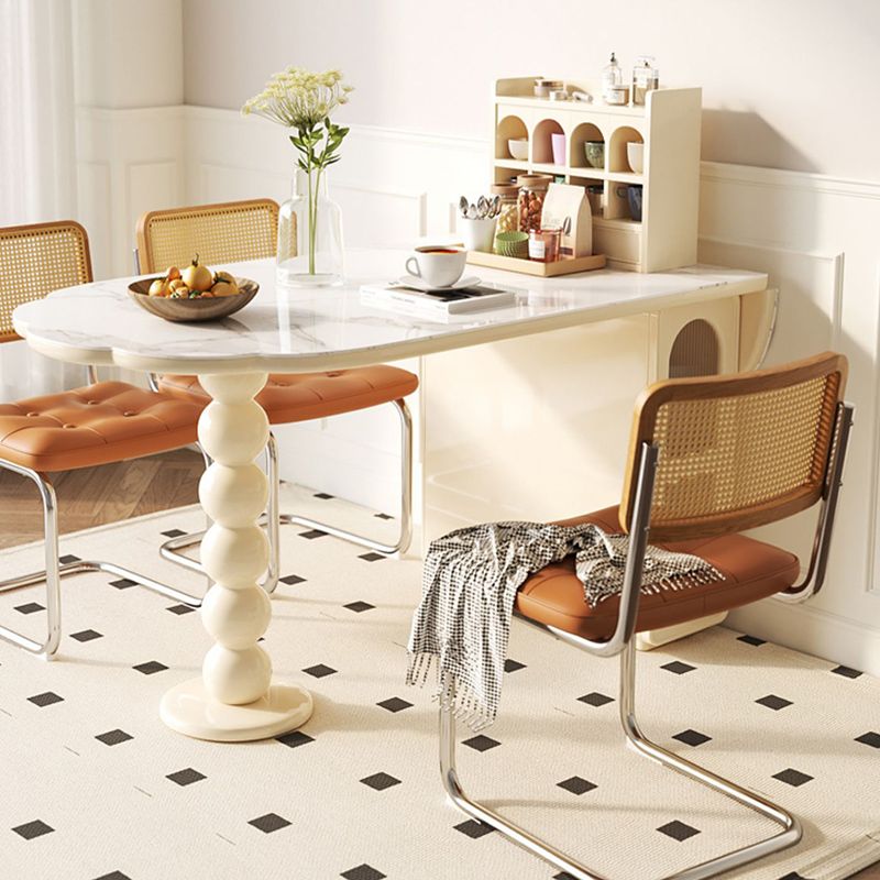 Modern Free Form Dining Table for Kitchen White Dinette Table with Storage