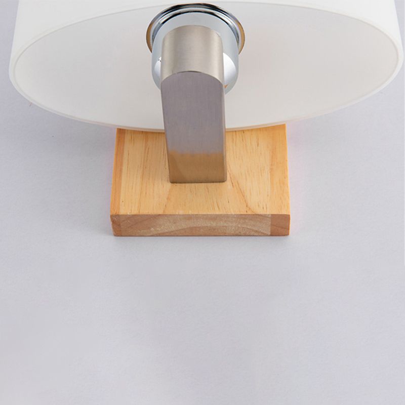 Lámpara de pared rectangular de madera en simplicidad moderna Luz de pared de hierro forjado con sombra de vidrio blanco
