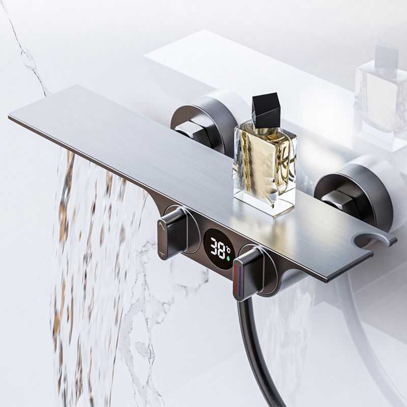 Wall Mounted Metal Bathroom Faucet Low Arc Waterfall Tub Filler