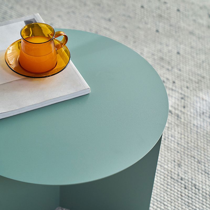 Solid Color Iron Round Top Side End Table Pedestal End Table