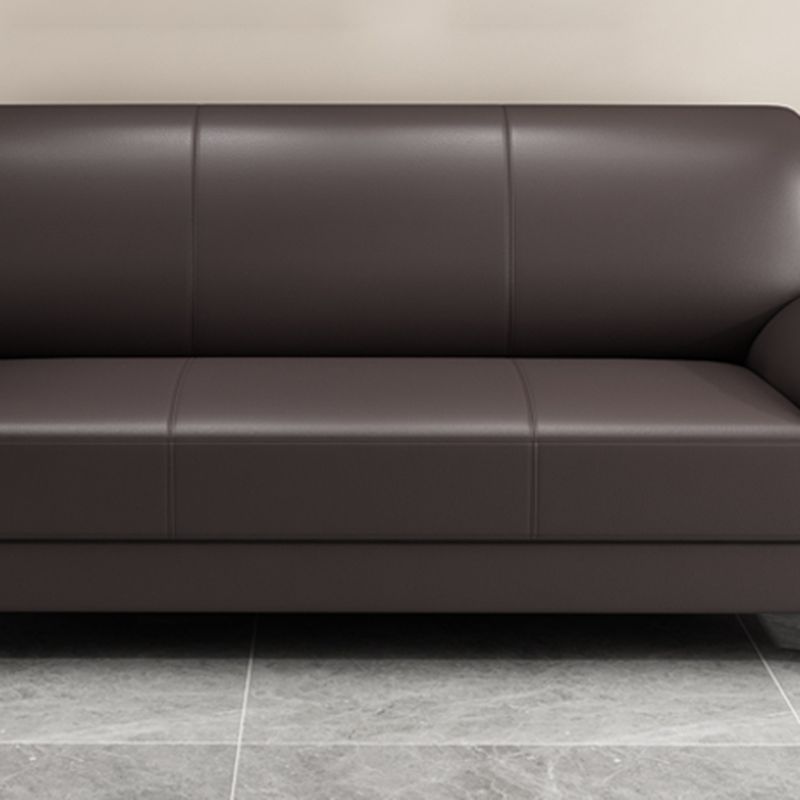 Contemporary Faux Leather Sofa Wood Frame Pillow Top Arm Sofa