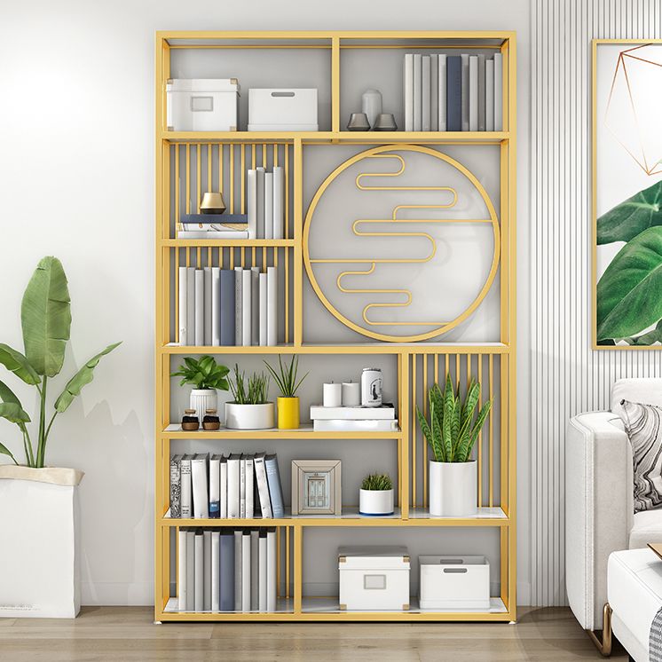 Modern Living Room Etagere Bookshelf Iron Frame Manufactured Wood Shelf Bookcase