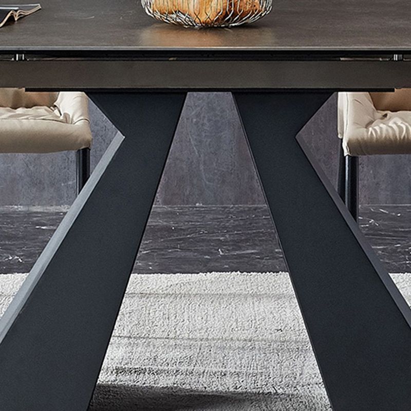 Contemporary 1/4/5 Pieces Dining Room Set Stone Rectangle Furniture in Black