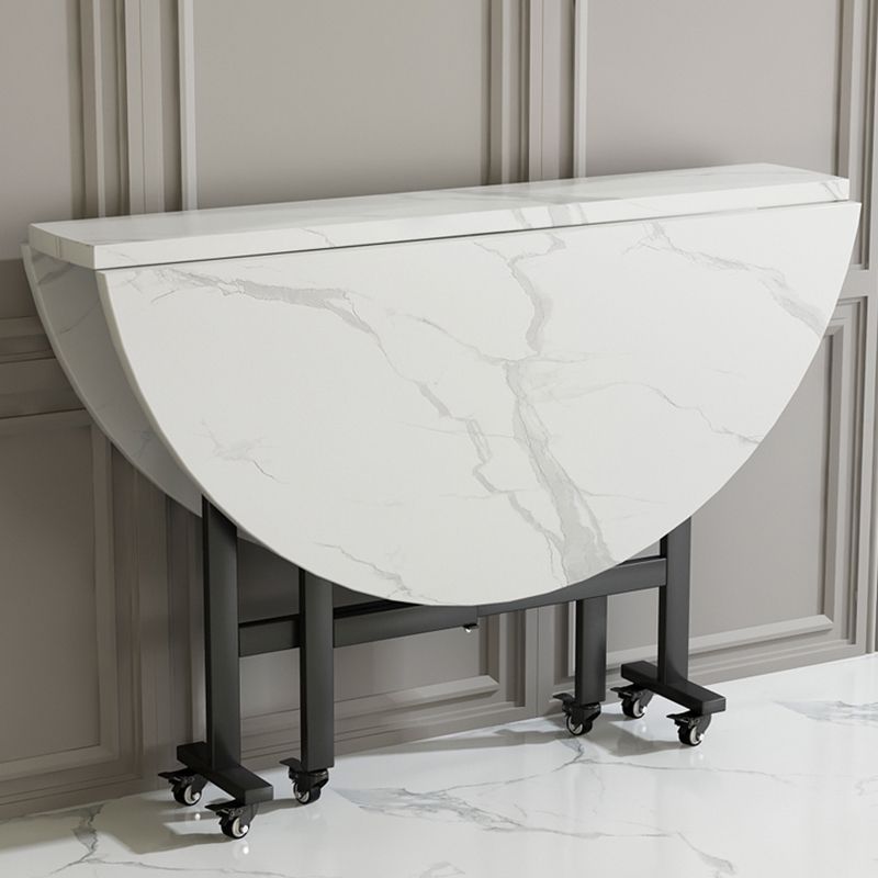 Modern White Round Wooden Easy Folding Dining Table with Leaf