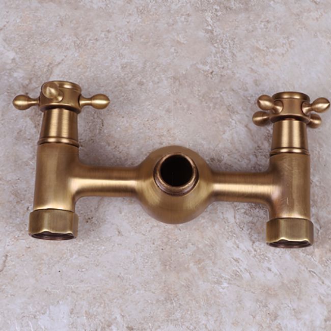 Vintage Tub Faucet Two Cross Handle Faucet Full Copper Wall Mounted Faucet