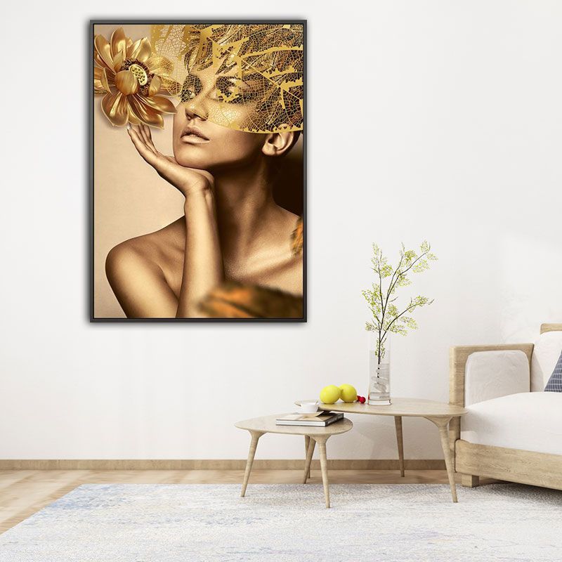 Stylish Modern Lady Wall Decor for Girls Bedroom Figure Print Canvas Art in Soft Color