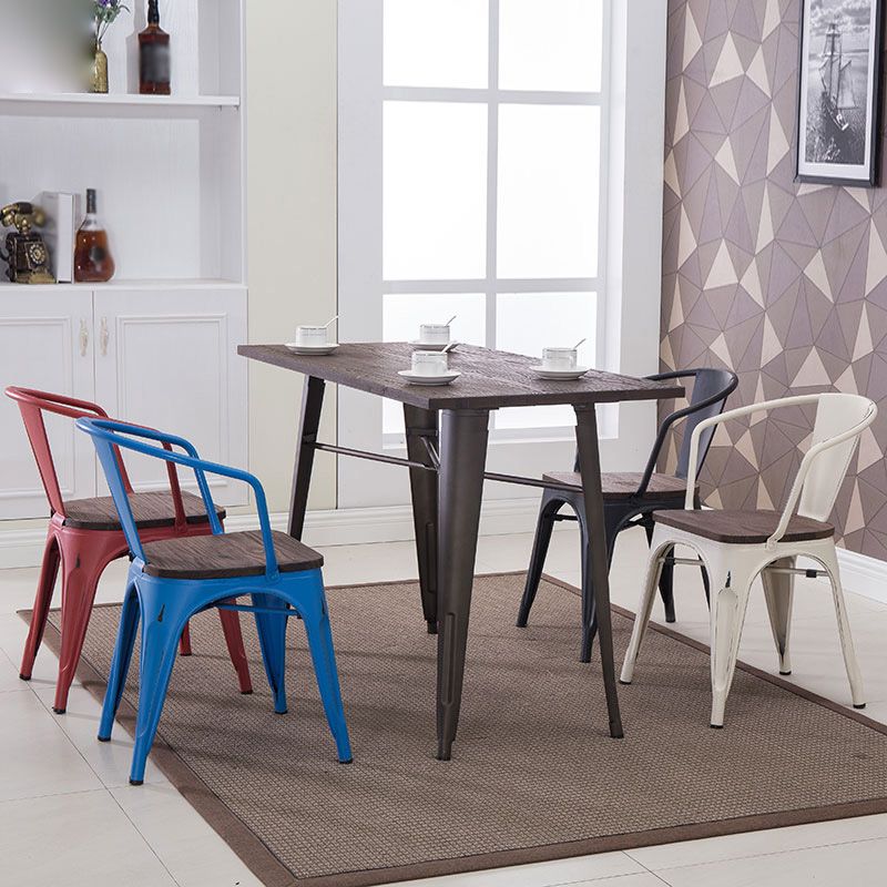Industrial Style Dining Chair Metal Dining Arm Side Chairs for Kitchen (Set of 4)
