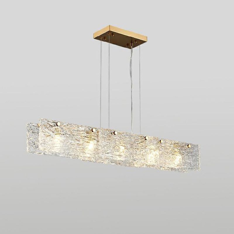 5-Light Modern Golden Kitchen Island Lighting Glass Ceiling Light for Bedroom