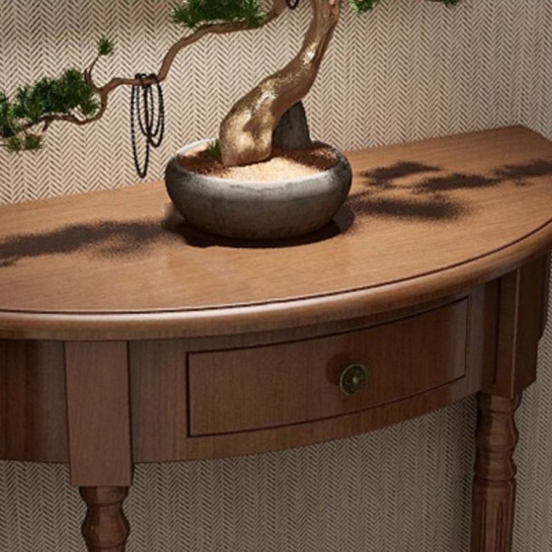 Storage Solid Wood Console Table Half Moon Mid-Century Modern Console