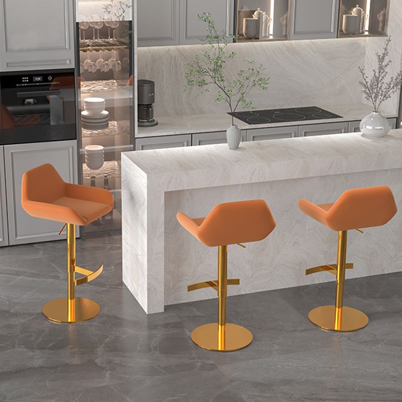 Glam Style Counter Stool Faux Leather Adjustable Height Bar Stool with Swivel