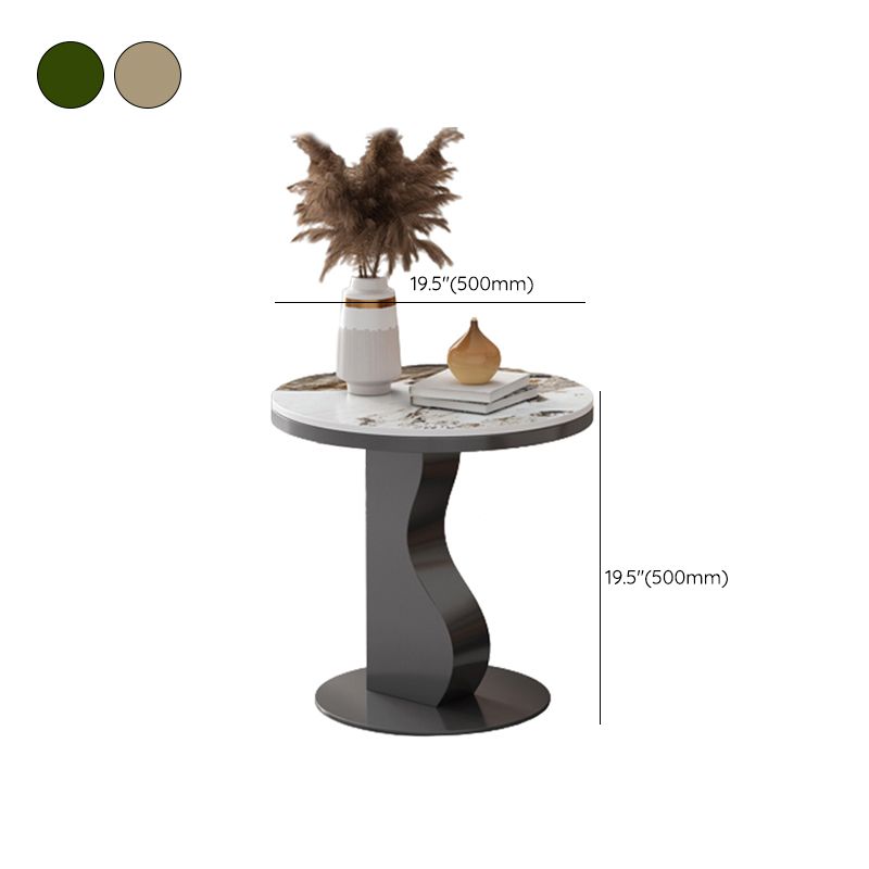 Stone & Iron End Table Dia 19.69" High Round Sofa Side Accent Table