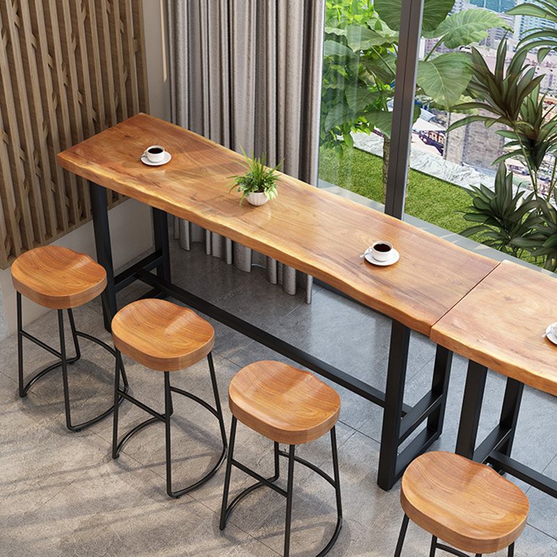 Solid Wood Dining Stool Contemporary Bar Stools with Footrest