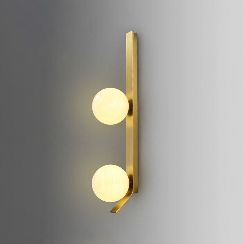 Gold Modern Metal Wall Sconce Ball Shape Wall Light with Glass Shade for Bedroom