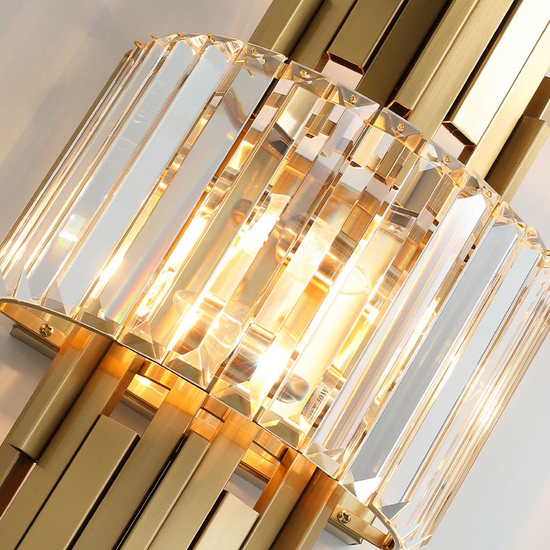Half Shade Bedroom Wall Sconce Lighting Crystal Nordic Style Wall Lighting Fixture in Gold