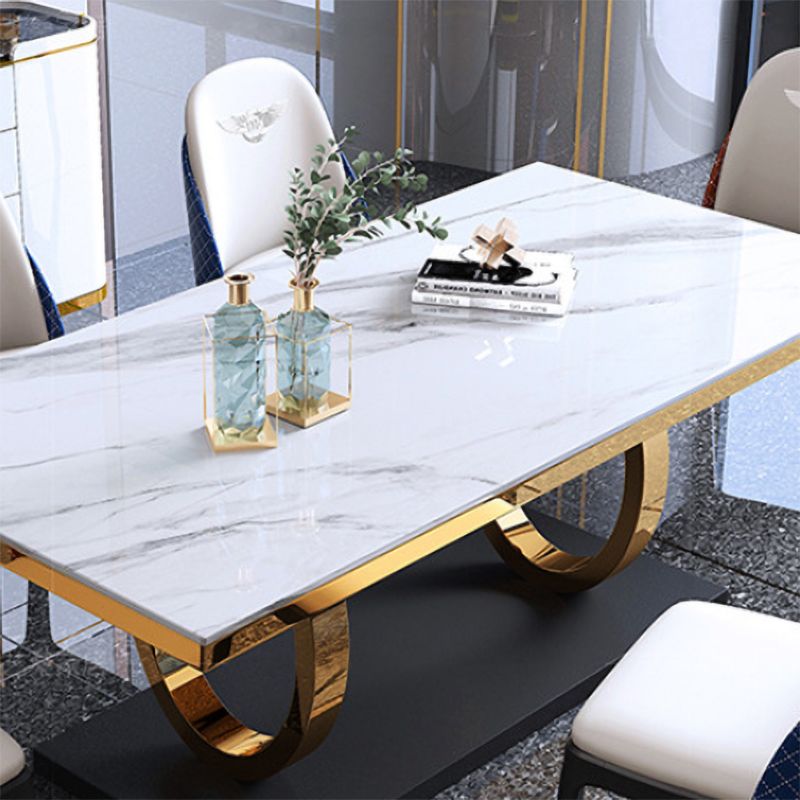 Traditional Luxury Rectangle Dining Table Stainless Steel Table for Dining Room