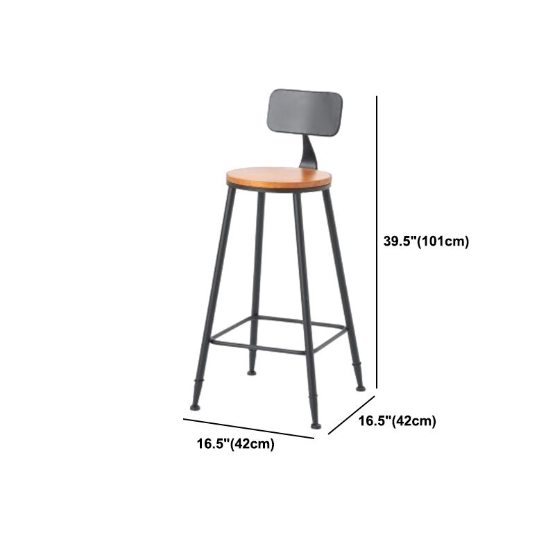 Coffee Shop Industrial Wood Barstool Metal Pedstal Bar Stool with Pedal