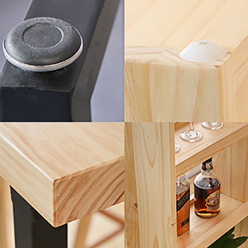 Rectangle Wood Top Counter Table Metal Black Legs Industrial Bar Table