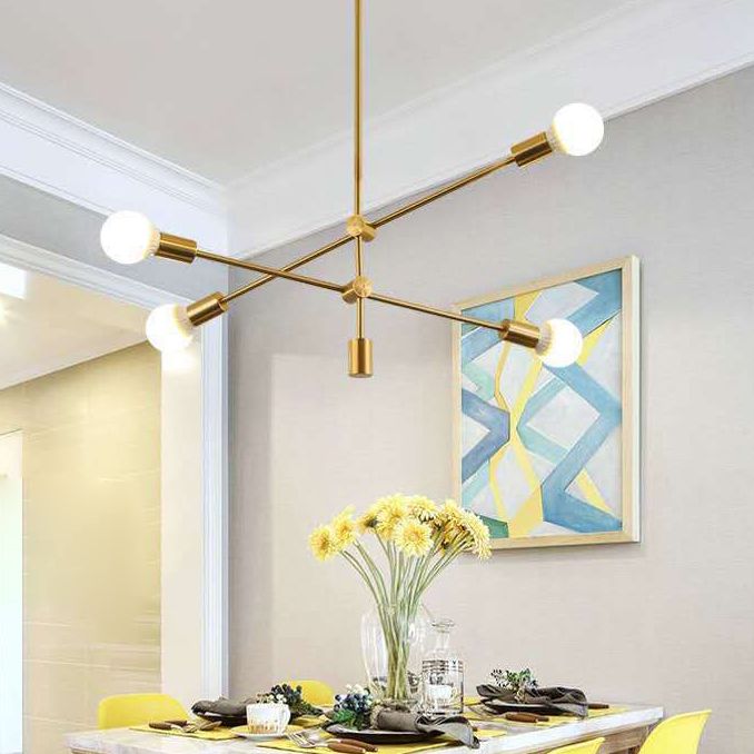 Lampadella minimalista in stile post-moderno Design a lampadina aperta linee geometriche Asta a sospensione Luce appesa