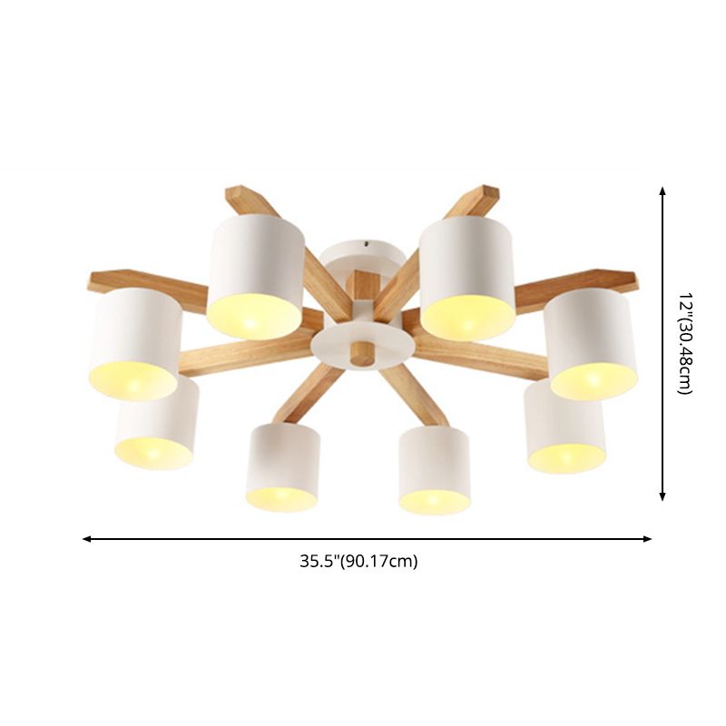 Montaje semi descarga de hierro blanco en moderna luz de techo de madera de estilo conciso para espacios interiores