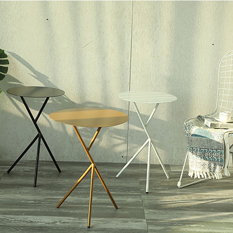 Mid-Century Round Side End Table Metal Cross Legs End Table, 22.8" Tall