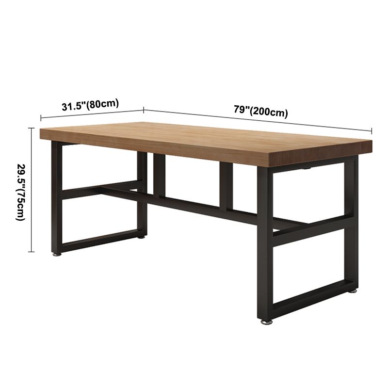Mesa de comedor rectangular industrial mesa de madera maciza con base de caballete negro para uso doméstico