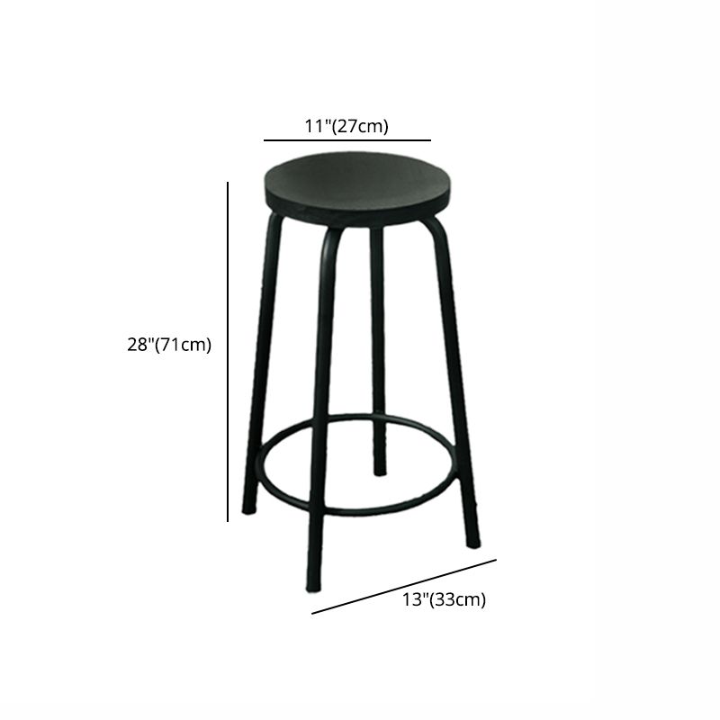 Modern Style Iron Bar Stool with Footrest Coffee Shop Casual Round Bar Stool