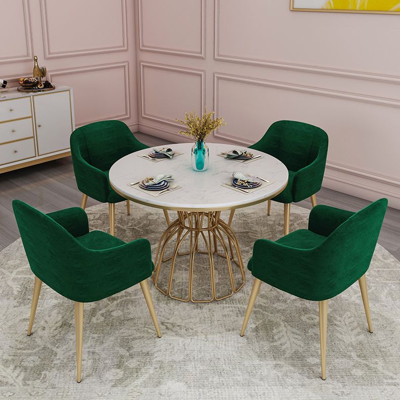 Metal Traditional Luxury Round Table Sintered Stone Top Table with Pedestal Base