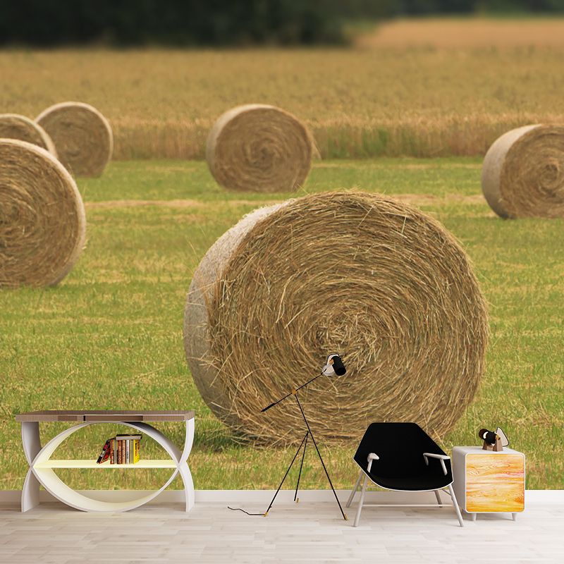 Straw Bale Mural Wallpaper Modern Style Moisture Resistant Living Room Wall Covering