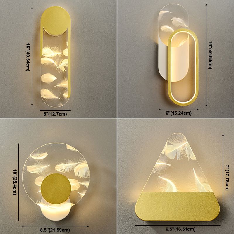 Iluminación de pared de plumas geométrica de pared de pared LED nórdica con sombra acrílica