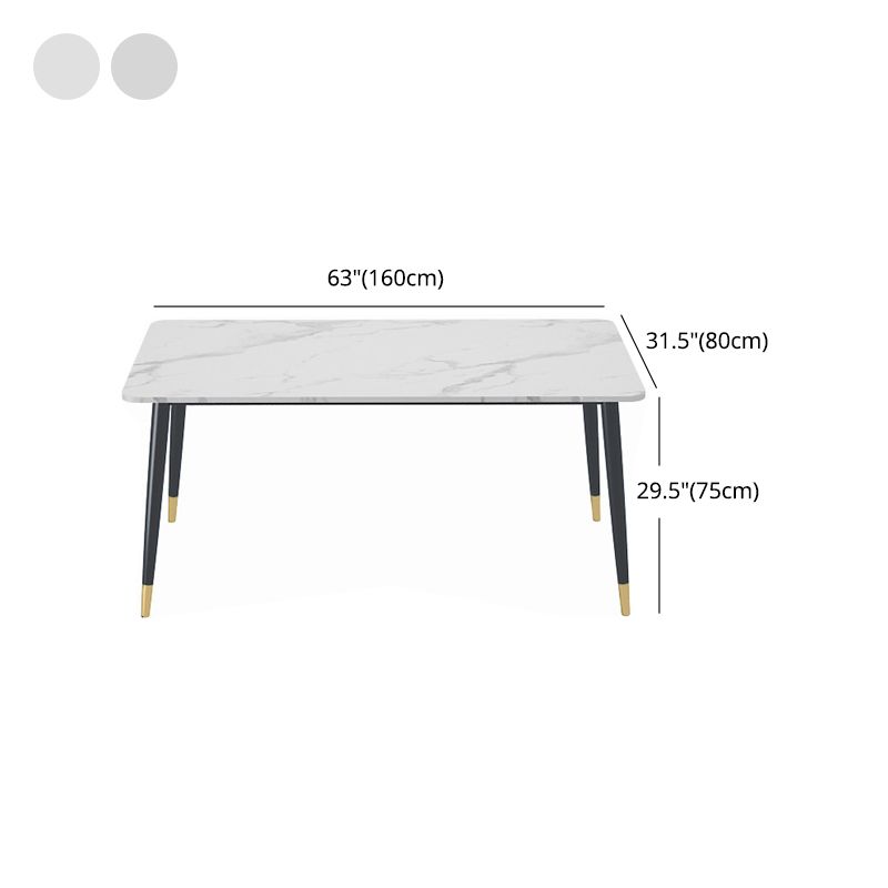 1/4/5 Pieces White Stone Dining Set Modern Solid Back Chair Rectangle Dining Furniture