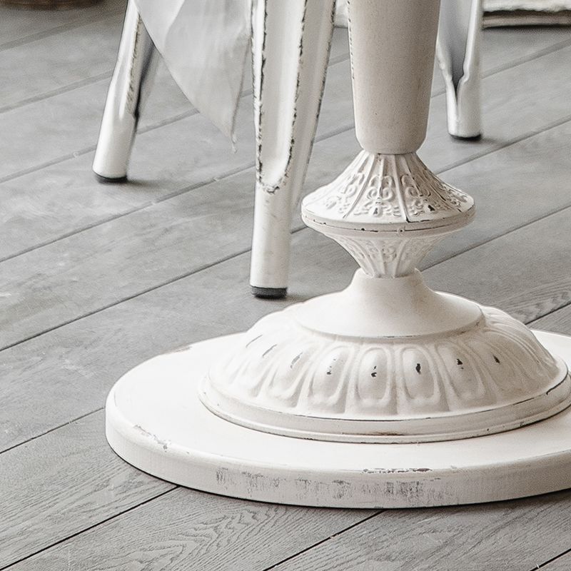 French Country Distressed Cocktail Table Wooden Round Top Shape Coffee Table