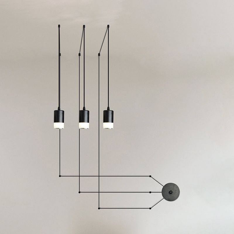 Industrial Acrylic Hanging Light, Black Swag Pendant Light with 157.5" Hanging Rope for Indoor