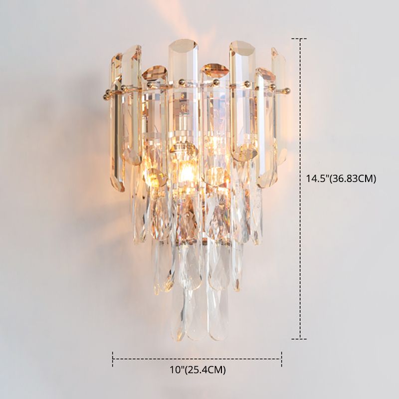 Zeitgenössische kristallgeschichtetes Wandleuchten 2-Licht-Wandmontage Licht für Schlafzimmer