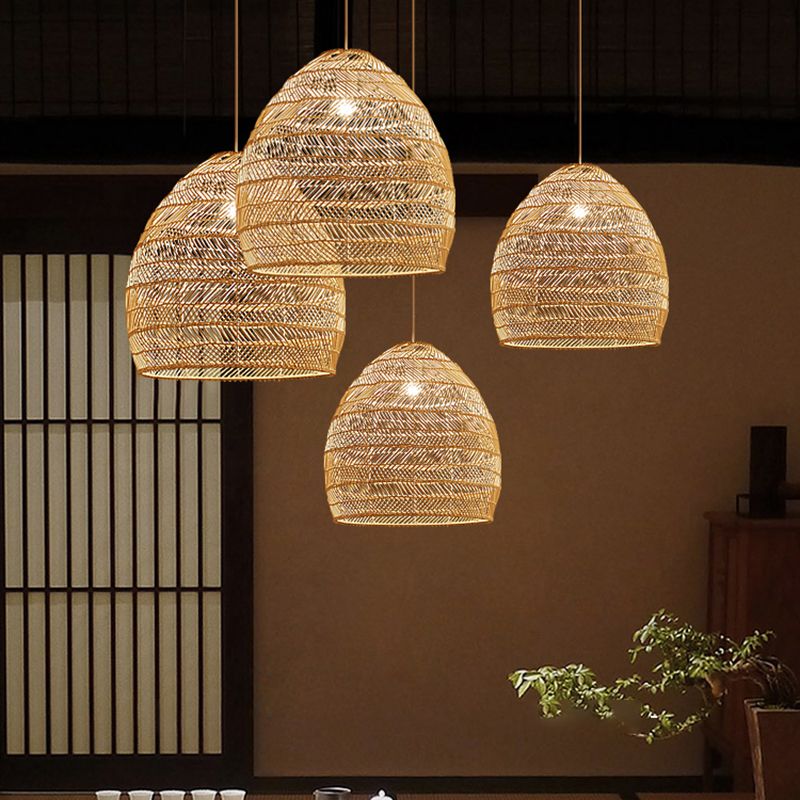 Rattan Hanging Light Contemporary Style Pendent Lighting Fixture for Sitting Room