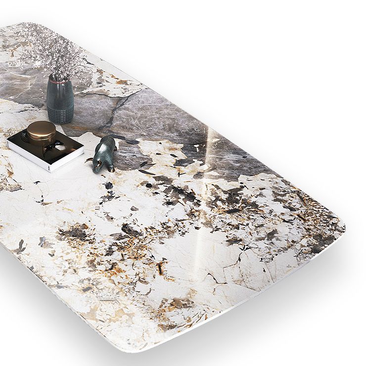 Minimalist Grey Sintered Stone Esstisch Rechteck Standard Esstisch mit Schlittenbasis