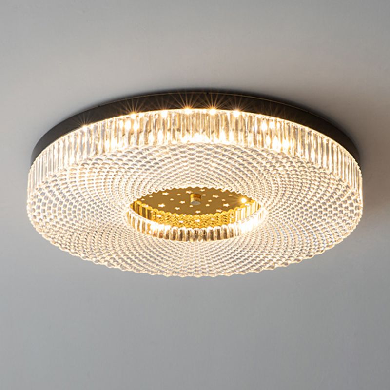 Modern Circular LED Flush Mount Lighting Golden / Black Ceiling Light for Bedroom