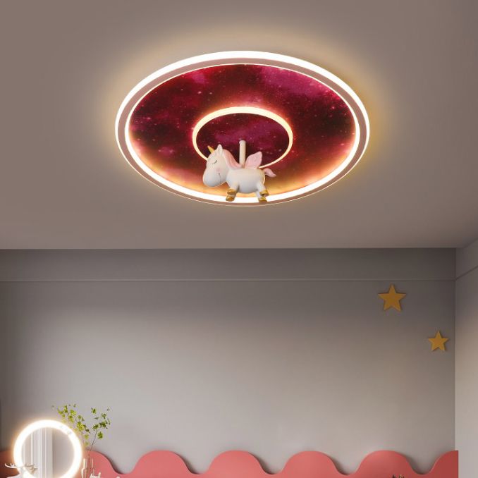 Cartoon Style Ceiling Light Circle Shape Ceiling Lamp for Children's Room