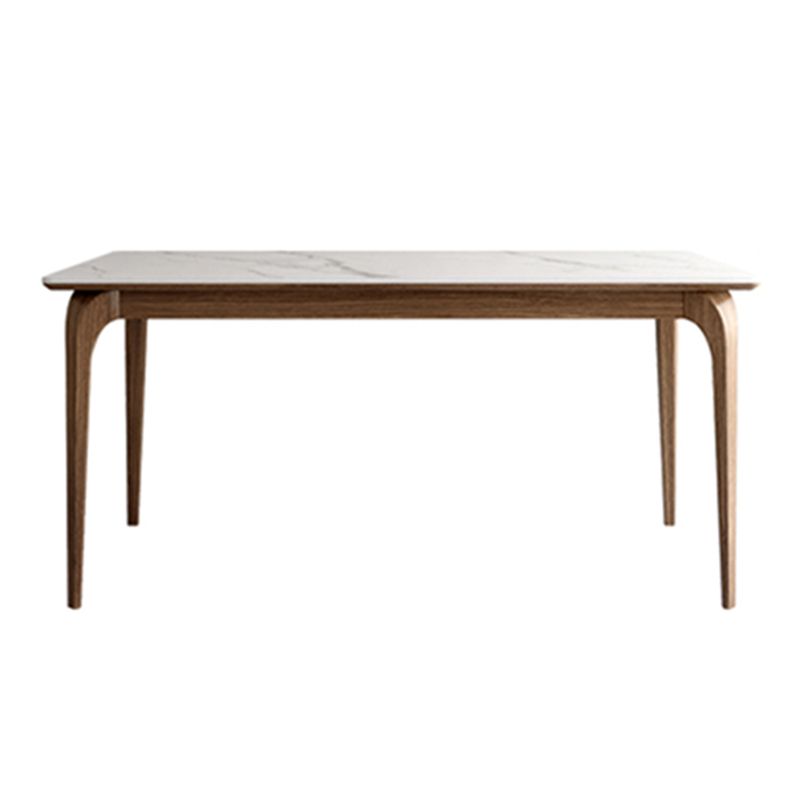 Mesa de comedor de tono blanco rectángulo Mesa de piedra sinterizada retro moderna con 4 patas