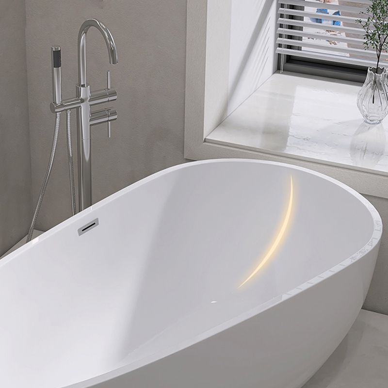 Oval Freestanding Soaking Bathtub Modern Acrylic Bathtub with Drain and Overflow Trim