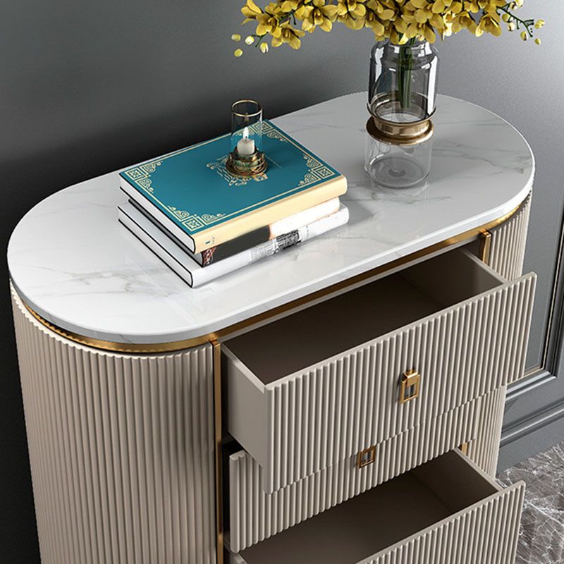 Glam Chest Bedroom Stone Vertical Storage Chest with 3 Drawers