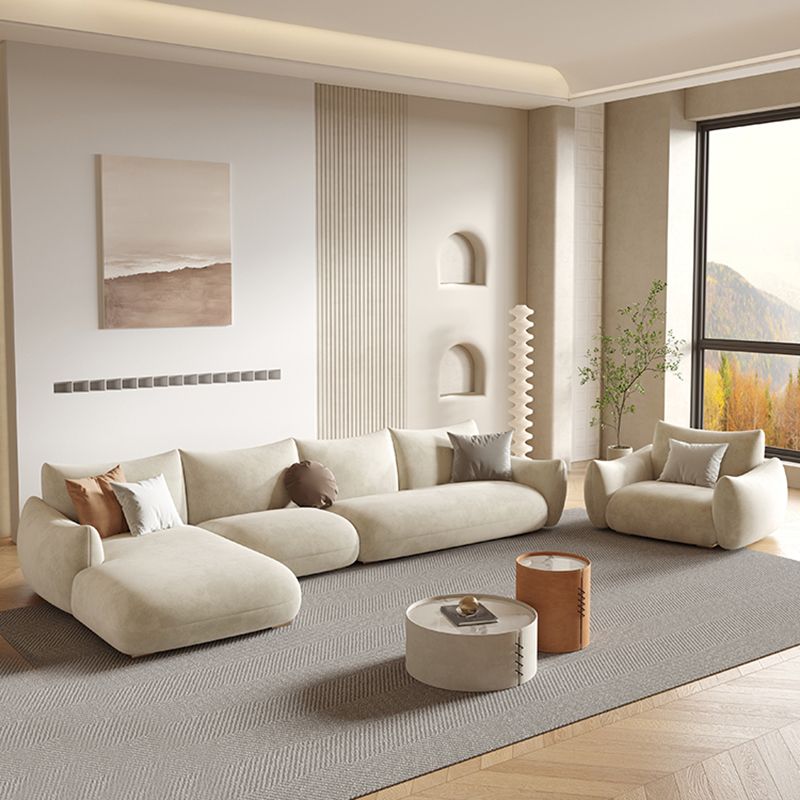 Modern Fabric Sectional with Bolster Pillows 31.5" Tall White L-shape Sectional