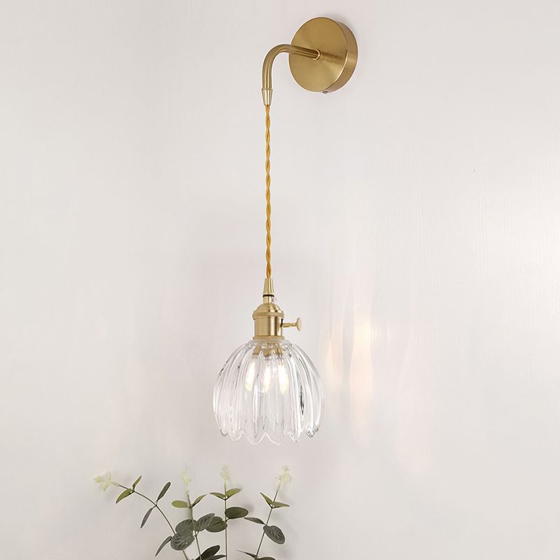 Creative Glass Shade Wall Light Fixture Modern Style Wall Sconce Light for Living Room